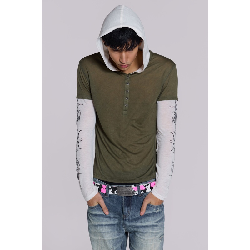 Tattoo Double Layer Hooded Mist