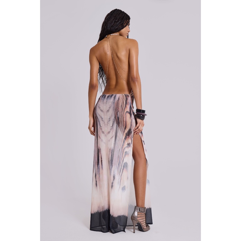 Xaviera Backless Mesh Maxi Dress