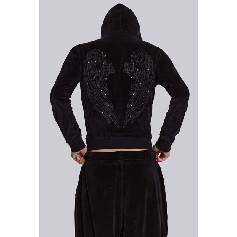 Angel Black Velour Zip Hoodie