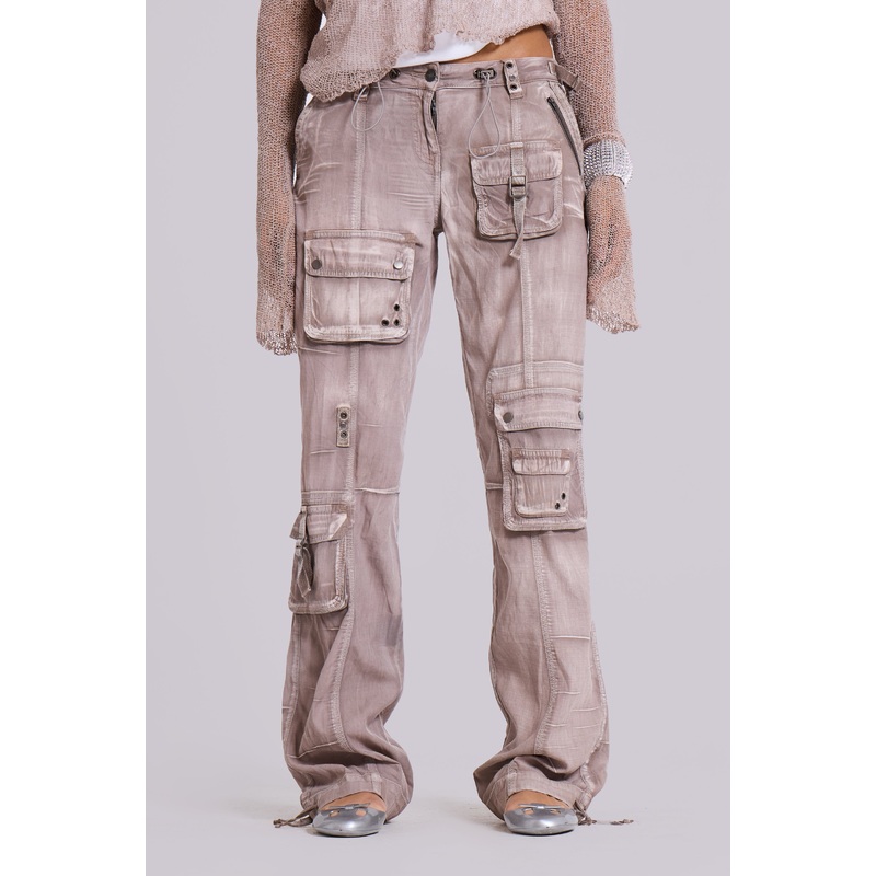 Ara Low-Rise Washed Cargo Trousers