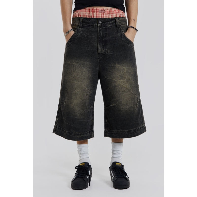 Axle Black Crease Wash Denim Jorts