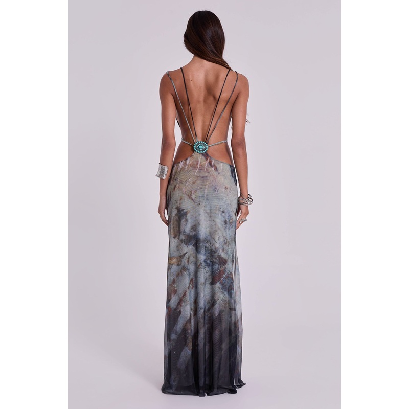 Azariah Maxi Dress With Turquoise Trim