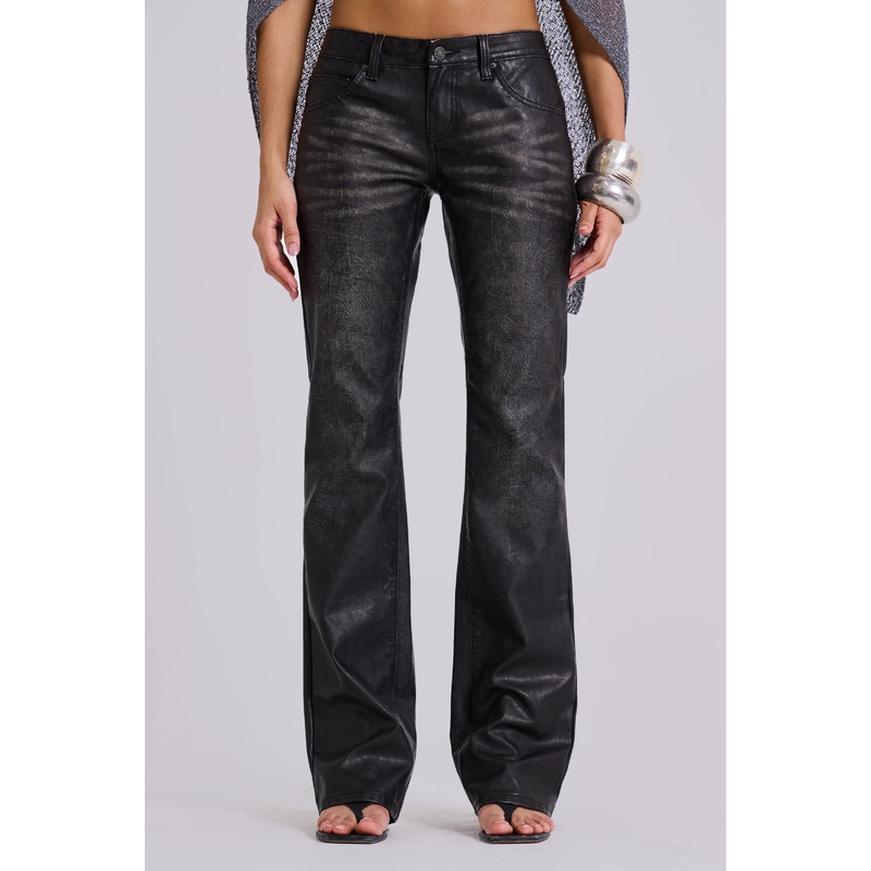 Black Cooper PU Bootcut Jeans