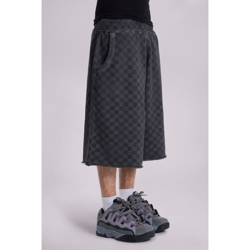 Checkerboard Monster Jogger Baggy Shorts