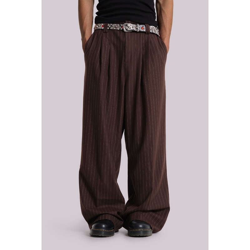 Chocolate Brown Pinstripe Goliath Suit Pants