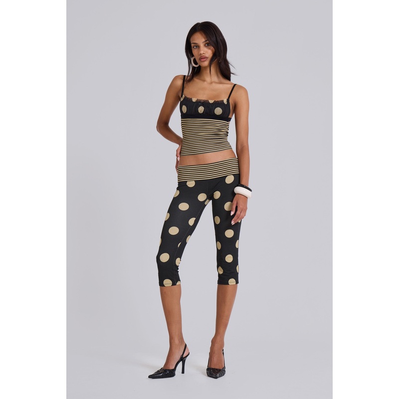 Lola Foldover Capris in Polkadot Stripe