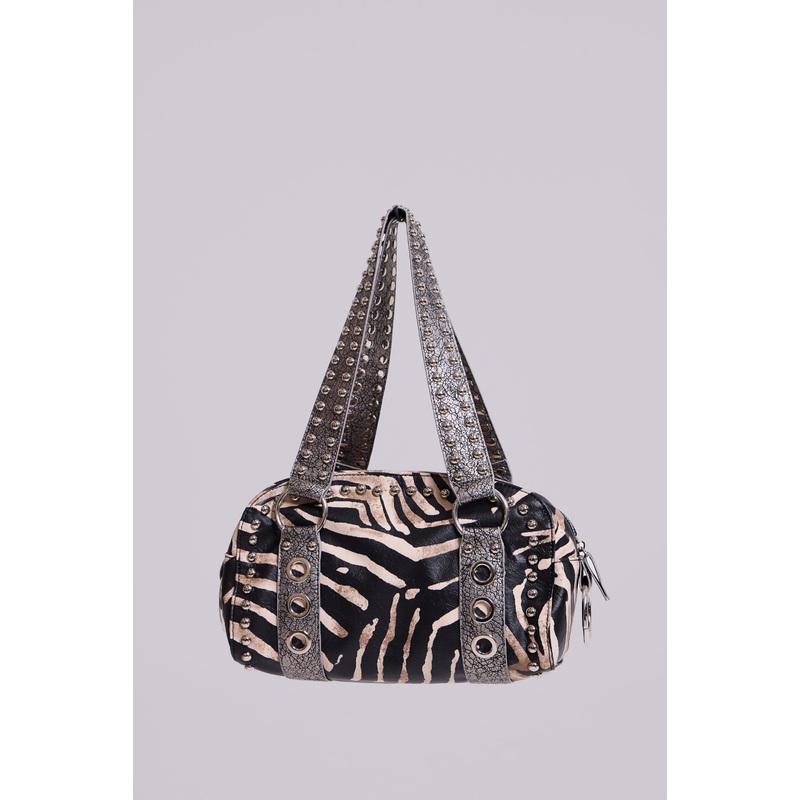 Marza PU Leather Studded Bag in Zebra