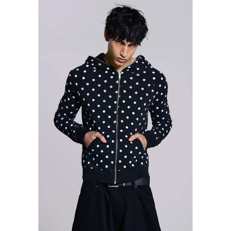 Mono Black Polkadot Mini Monster Hoodie