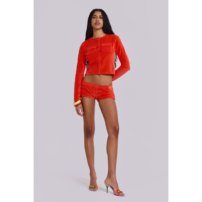 Tangerine Velour Cardigan