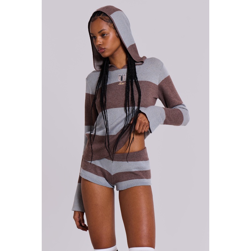 Team 93 Studded Knit Mini Shorts