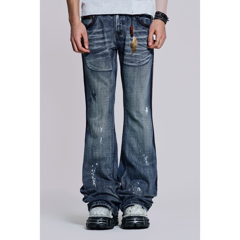 Vintage Blue Feather Drift Flared Jeans