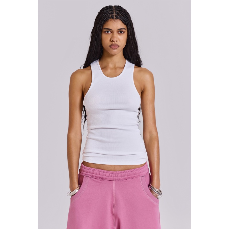 White Rib Longline Vest