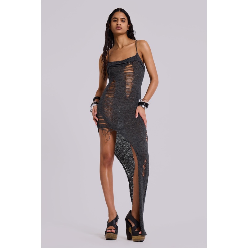 Zila Asymmetric Distressed Knit Dress