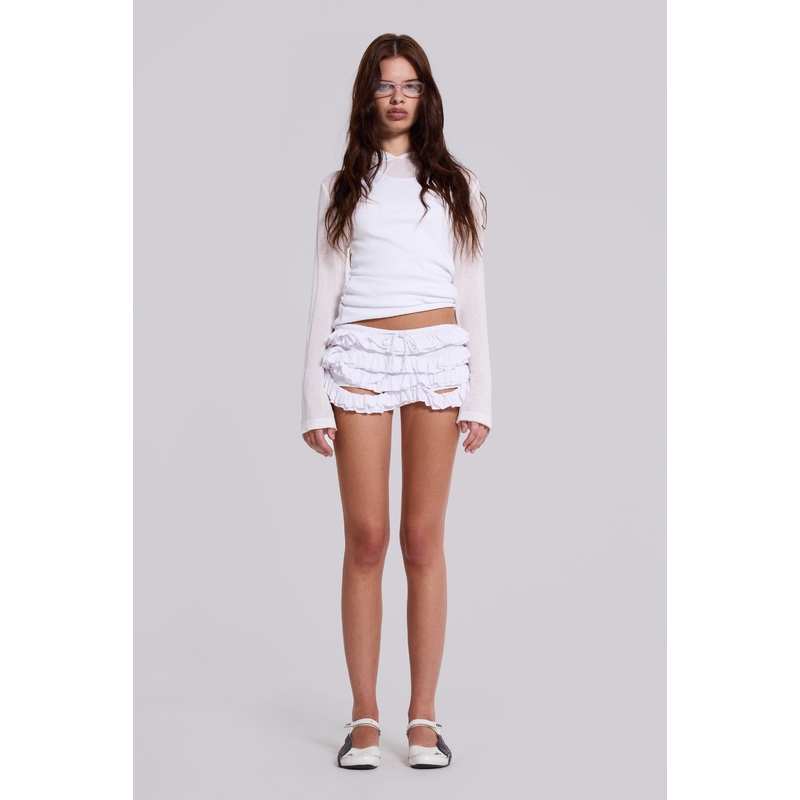 Mya Ruffle Mini Shorts in White