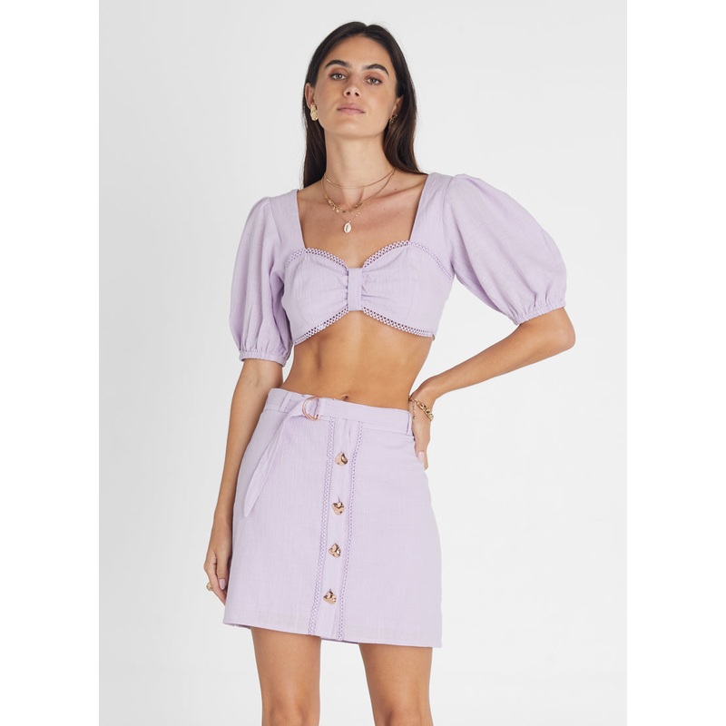 Amethyst Button Up Mini Skirt