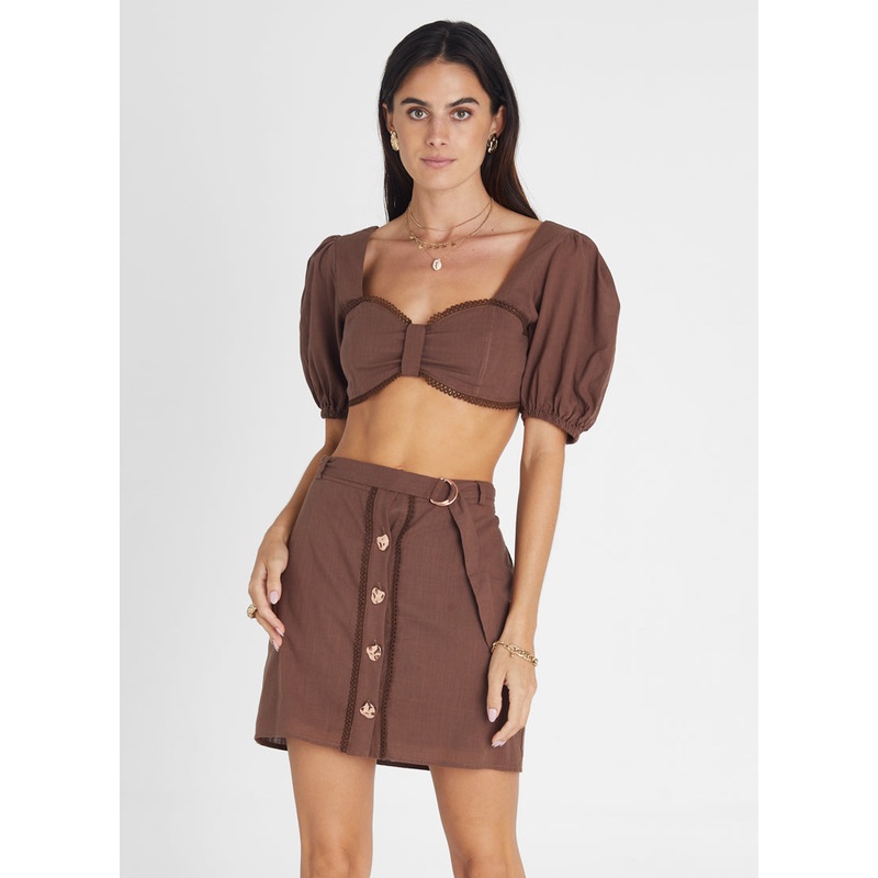 Garnet Button Up Mini Skirt