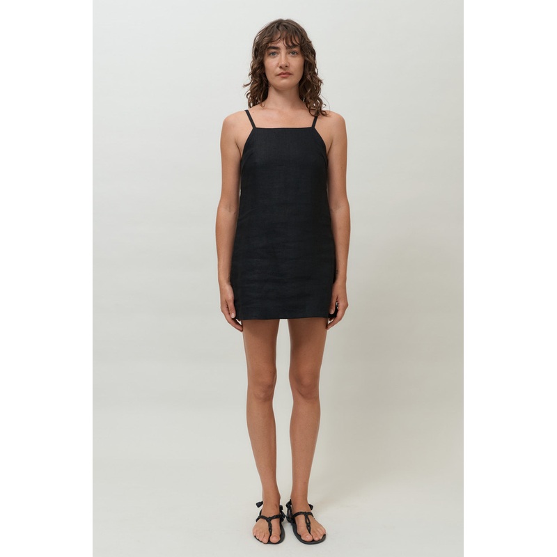 Carmen Structured Mini Dress | Black