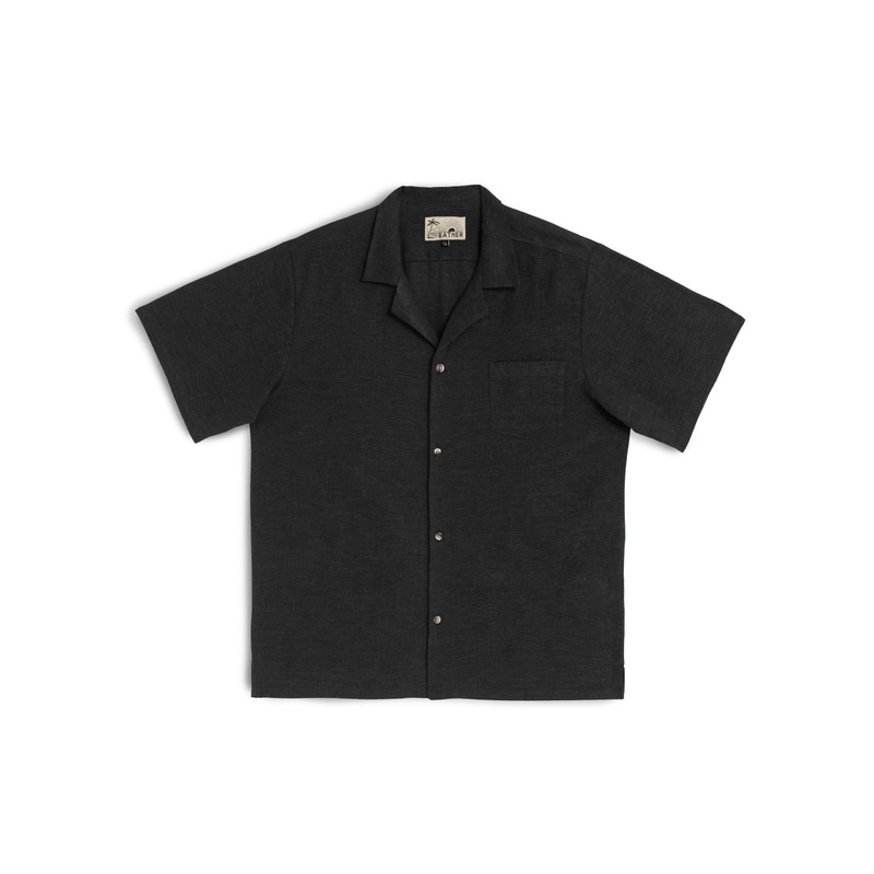 Black Linen Camp Shirt