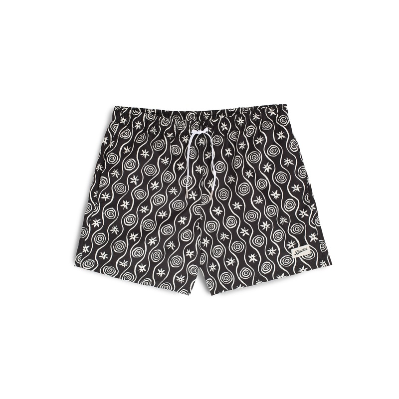 Black Sunwhirl Print Swim Trunk