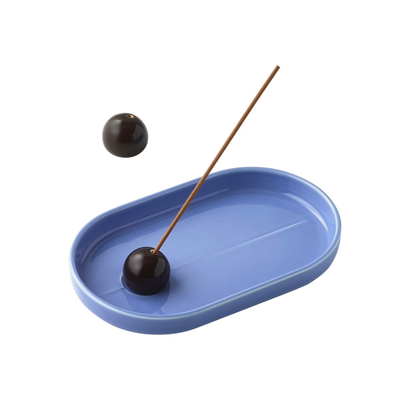 Incense Holder (Hasamiyaki)  Ice Blue/Hickory