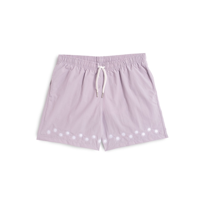Lavender Embroidered Sun Swim Trunk
