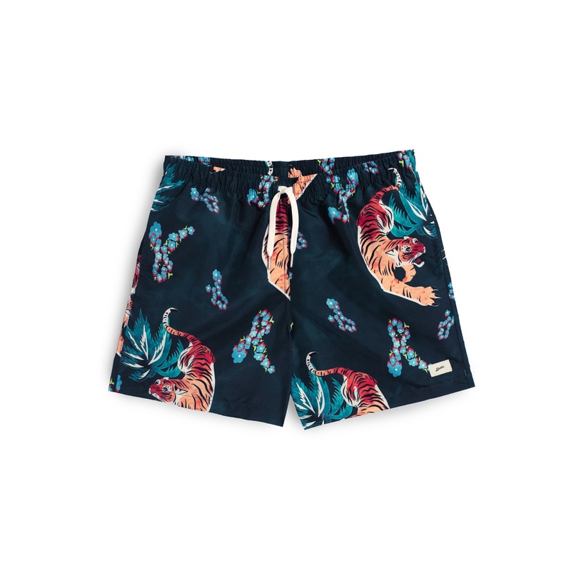Midnight Tiger Print Swim Trunk