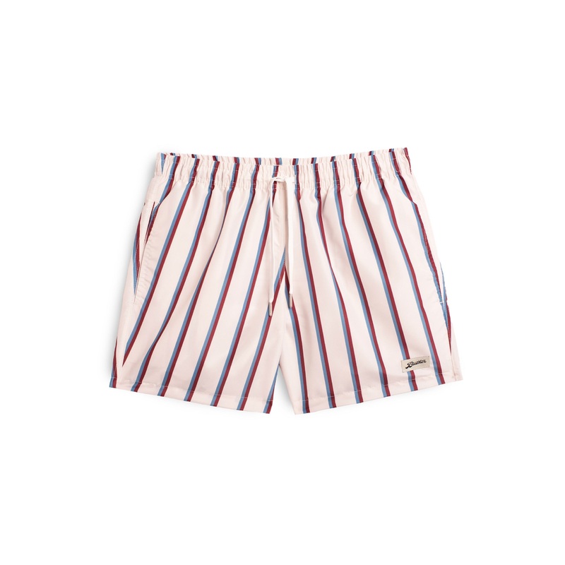 Red & Blue Fine Stripe Swim Trunk