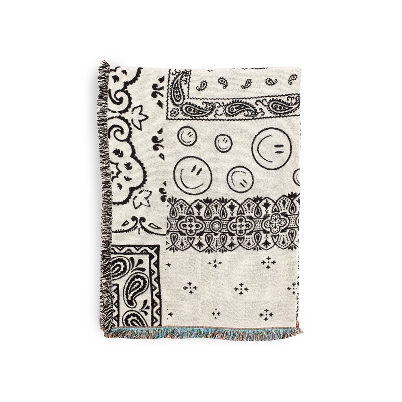 White Bandana Throw Blanket
