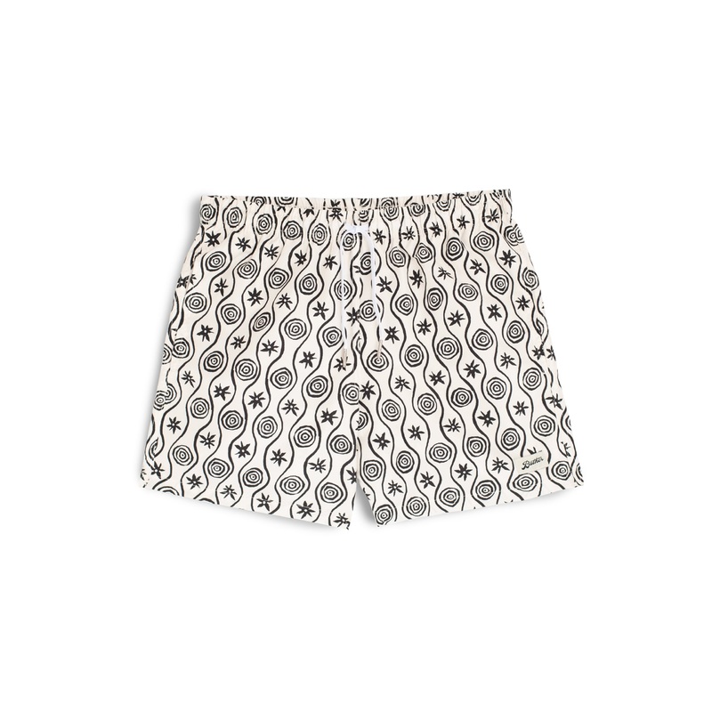 White Sunwhirl Print Swim Trunk