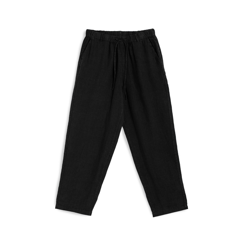 Black Linen Leisure Pant