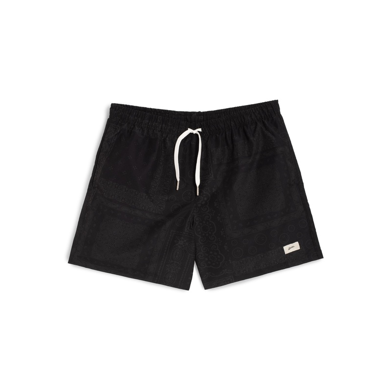 Black Tonal Bandana Swim Trunk