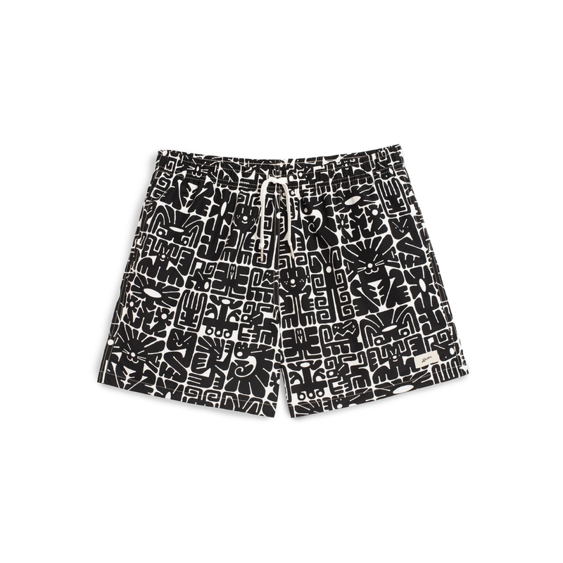 Black Wild Glyph Swim Trunk