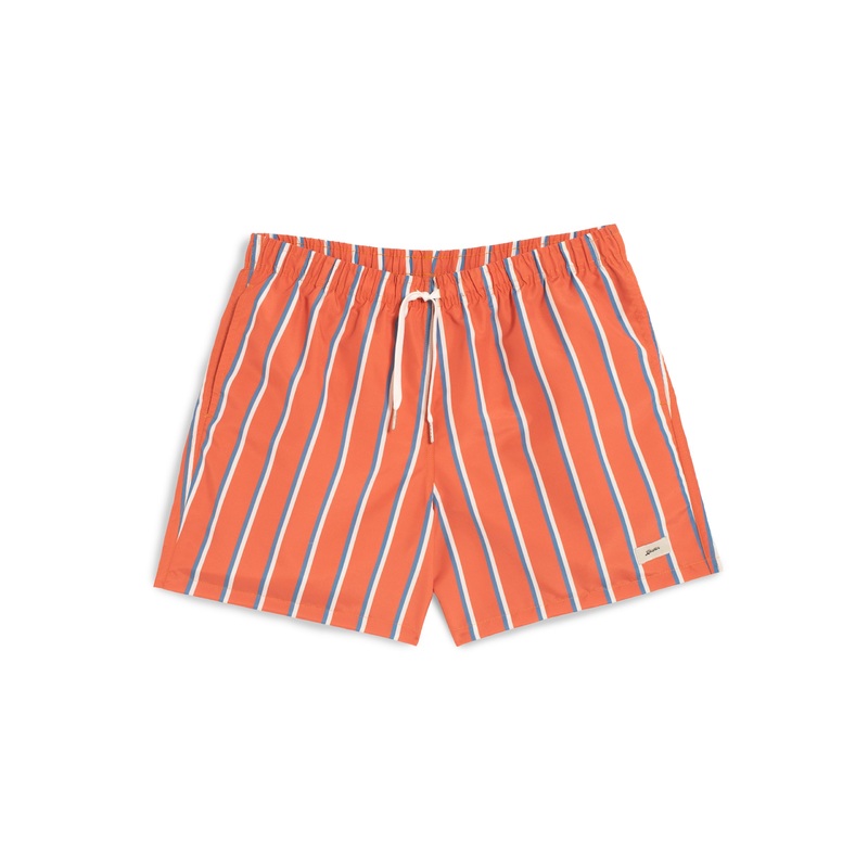 Blue & White Fine Stripe Swim Trunk