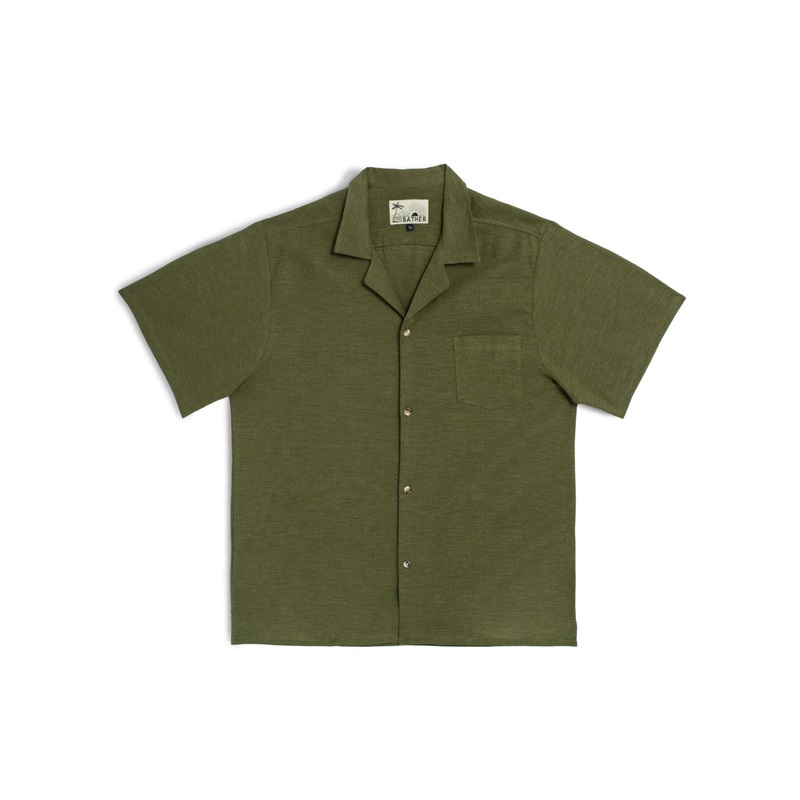 Olive Linen Camp Shirt