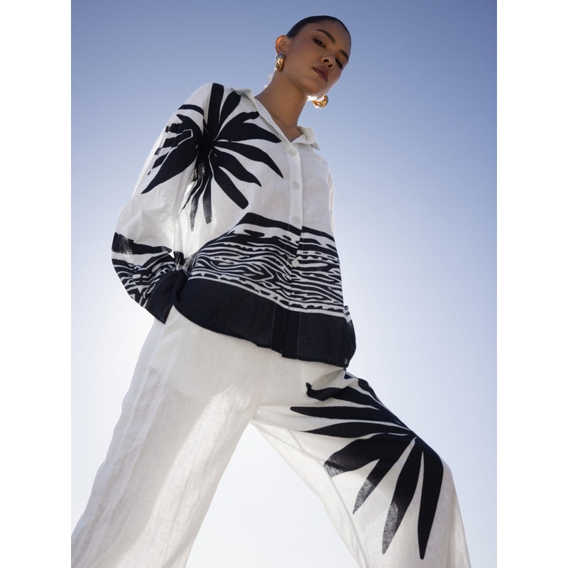 Printed Linen Rina Top - Maja Navy
