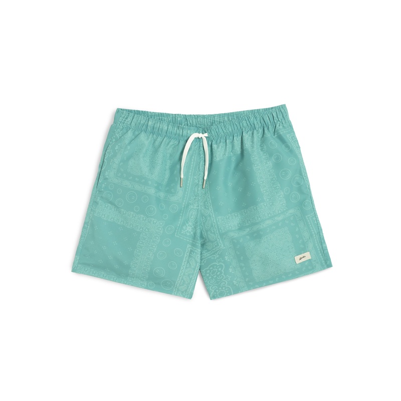 Teal Tonal Bandana Swim Trunk