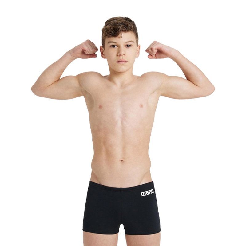 Boy's Team Solid Square Legs Swimsuit - Black