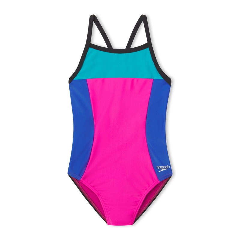Women's Colorblock Propel Back One Piece Swimsuit - Flare Pink