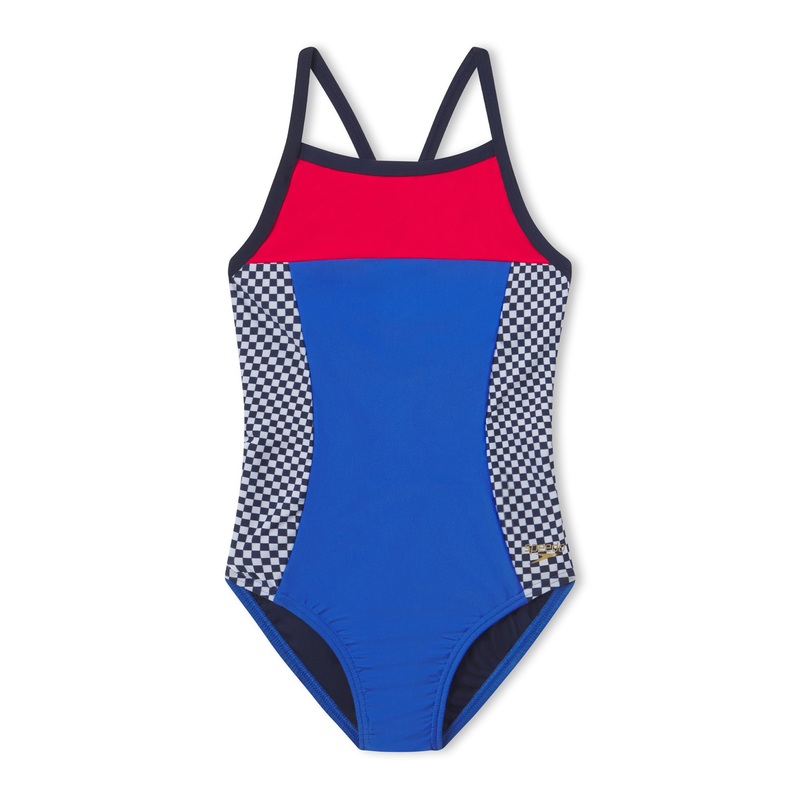 Women's Colorblock Propel Back One Piece Swimsuit - True Cobalt/Red