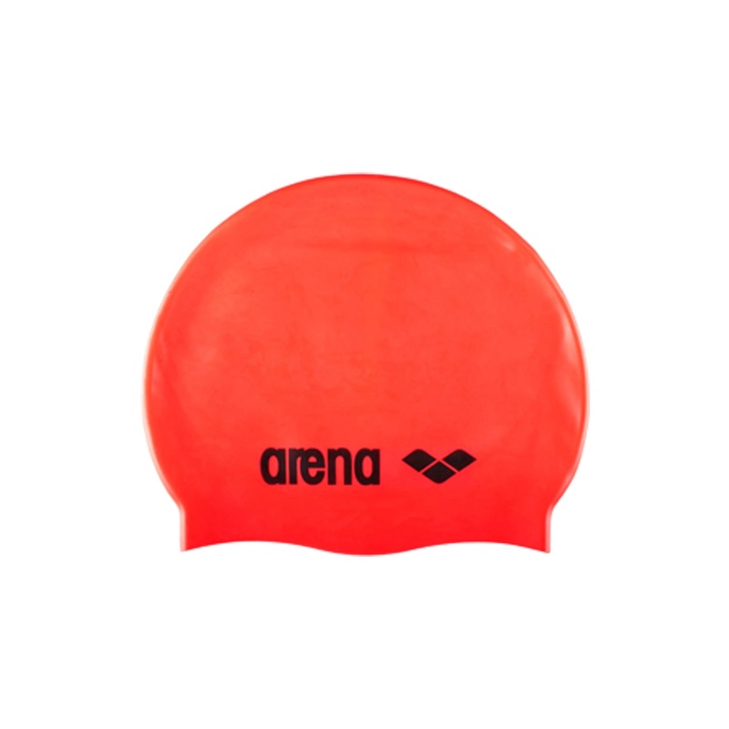 Classic Silicone Swim Cap - Neon Red/Black