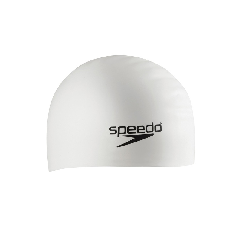 Silicone Long Hair Swim Cap - White