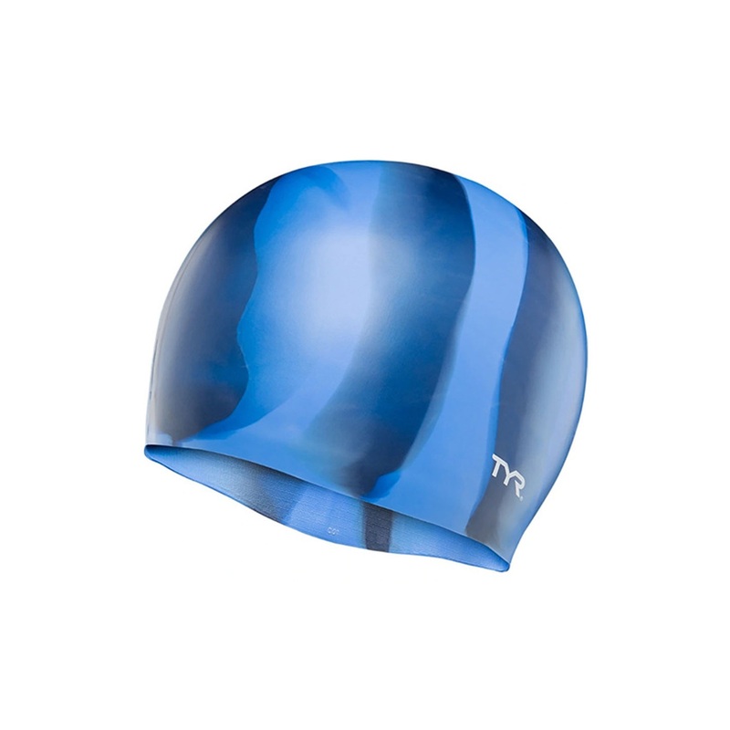 Tie Dye Silicone Swimming Cap - Blue/Multi
