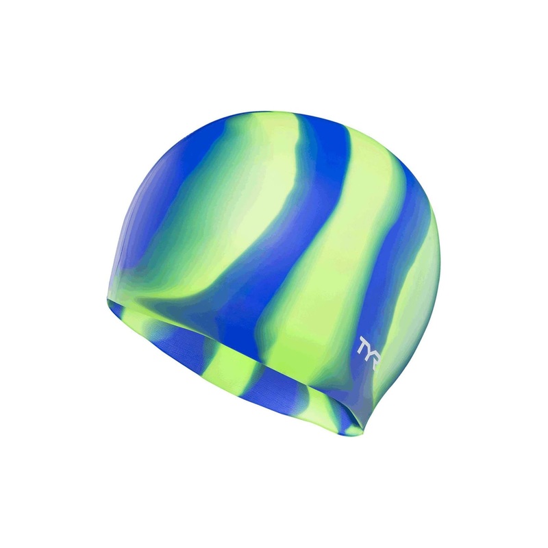 Tie Dye Silicone Swimming Cap - Green/Blue/Multi