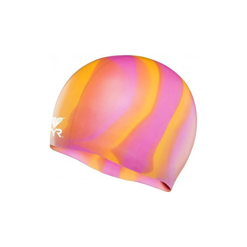 Tie Dye Silicone Swimming Cap - Orange/Pink