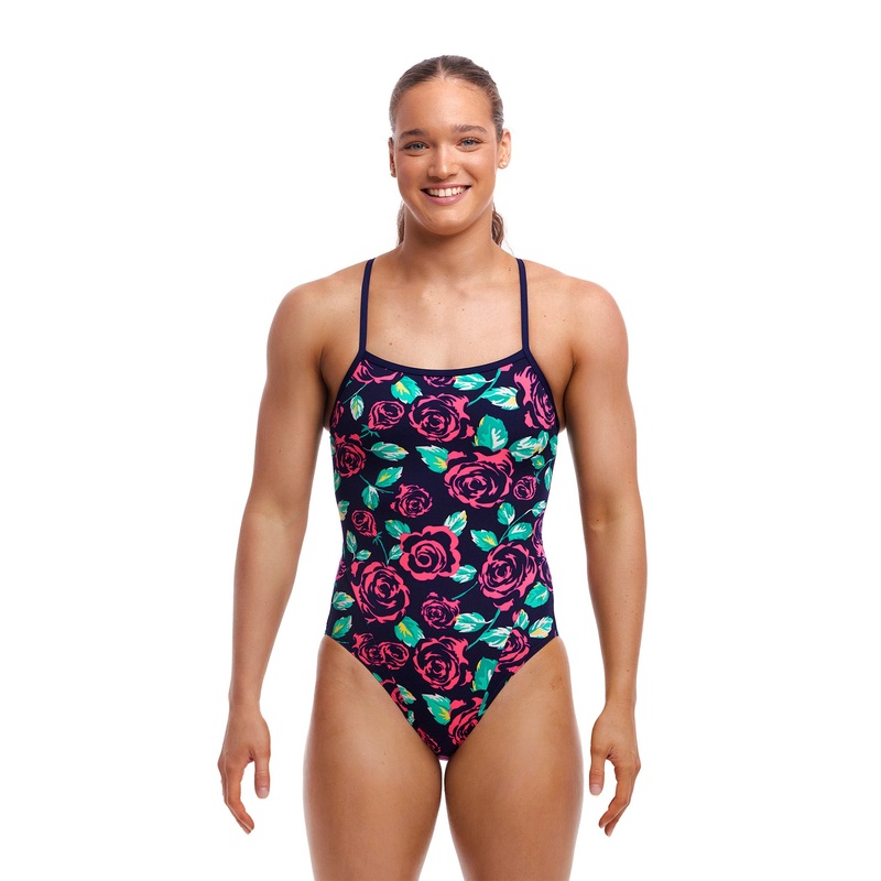 Womens Single Strap One Piece Swimsuit - Feeling Rosy