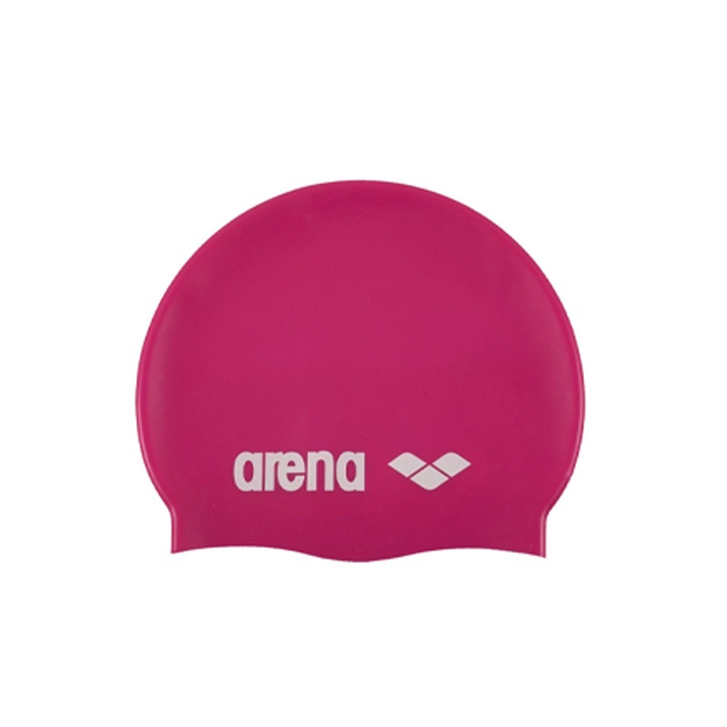 Classic Silicone Swim Cap - Fuschia/White