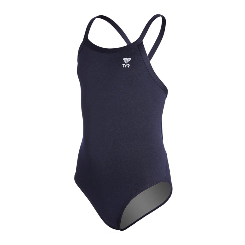 Girl's Diamondfit Durafast Elite Solid One Piece Swimsuit - Navy