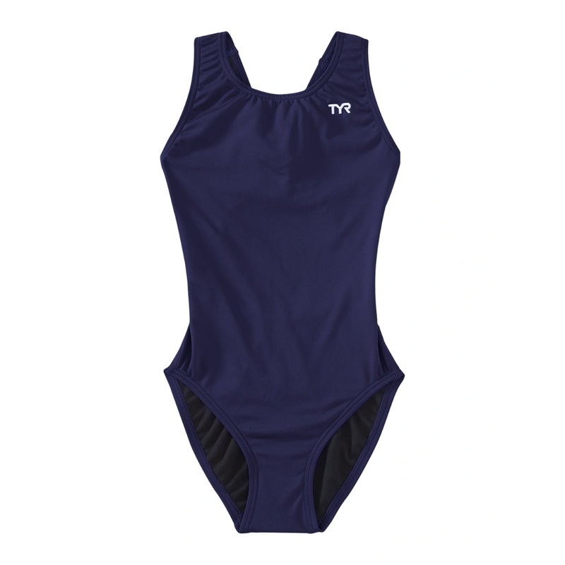 Girl's Maxfit Durafast Elite Solid One Piece Swimsuit - Navy