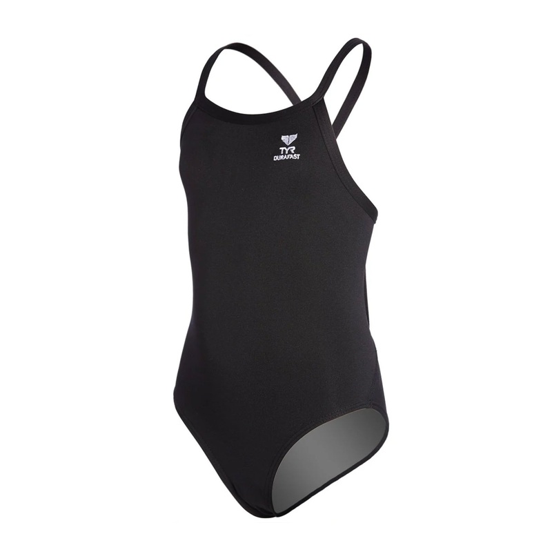 Girl's one-piece Diamondfit Durafast Elite Solid Swimsuit - Black