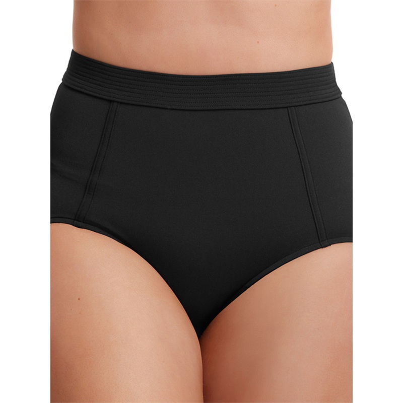 Woman's High Waisted Brief Swimsuit - Still Black